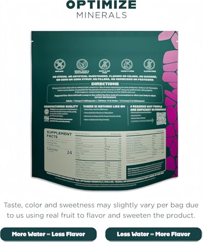 Optimize Minerals Multi Mineral Daily Formula – Magnesium, Electrolytes & Trace Mineral Supplement Powder - Gluten Free Vitamins Drink - Mixed Berry, 30 Servings